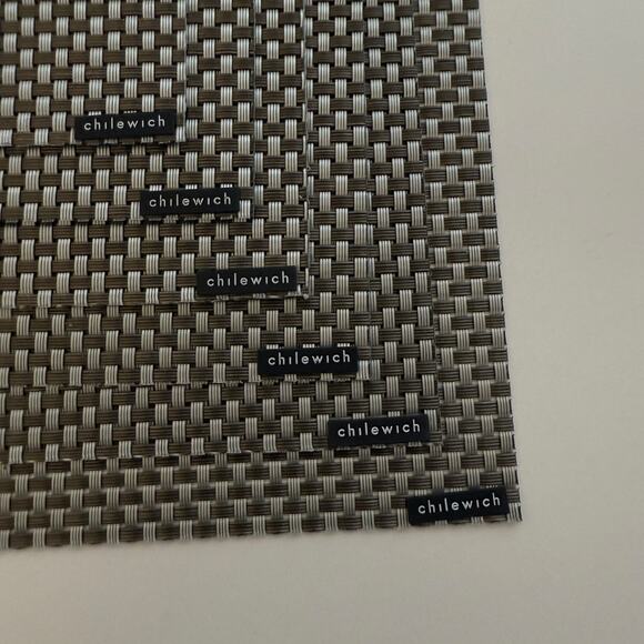 Chilewich Set of 4 Basketweave Oyster Brown/Gray Size 14X19 Rectangle Placemats - Picture 1 of 5